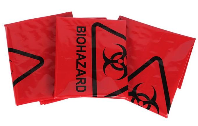 Μολυσματικό PPE τσαντών αποβλήτων Biohazard για COVID - πάχος 5 mil μήκος πλάτος 70cm 19 μίας χρήσης τσαντών απορριμμάτων 86 εκατ.